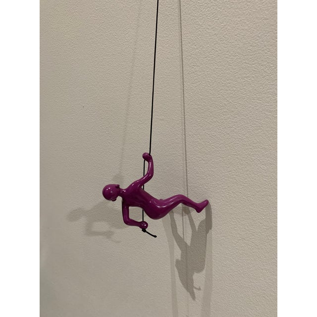 Contemporary Purple Position 1 Climbing Man 3d Hanging Wall Art Sculpture For Sale - Image 3 of 6