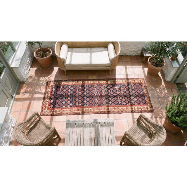 Impressive Blue and Ivory Color With Geometric Design Antique N W Persian Rug For Sale In New York - Image 6 of 8