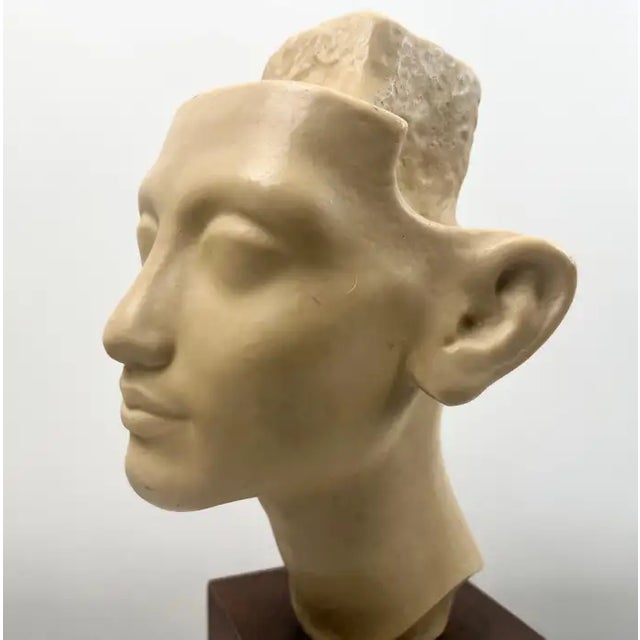 Louvre Museum Reproduction Classical Male Bust, French Plaster Sculpture on Wood 1990's For Sale - Image 11 of 17