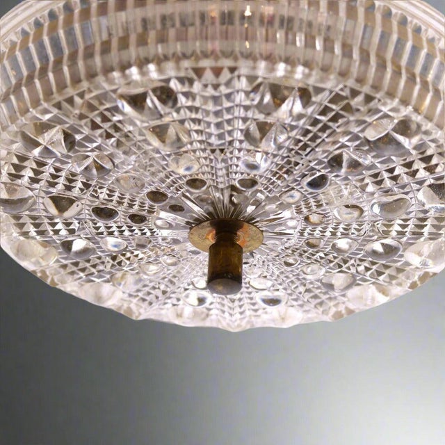 Mid-20th Century Small Pendant Light of Cast Glass and Brass For Sale In New York - Image 6 of 8