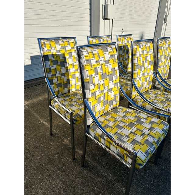Milo Baughman 1960s Milo Baughman Style Chrome Dining Chairs - Set of 6 For Sale - Image 4 of 12