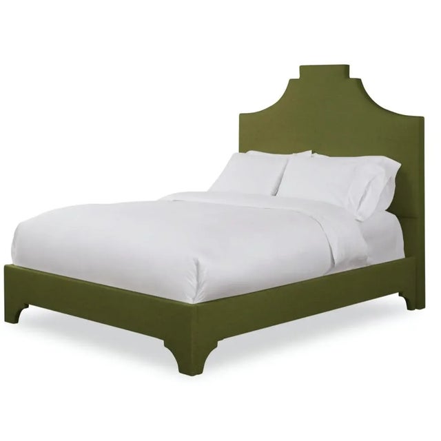 Modern Nadine Full/Double Bedframe, Olive Velvet For Sale - Image 3 of 4