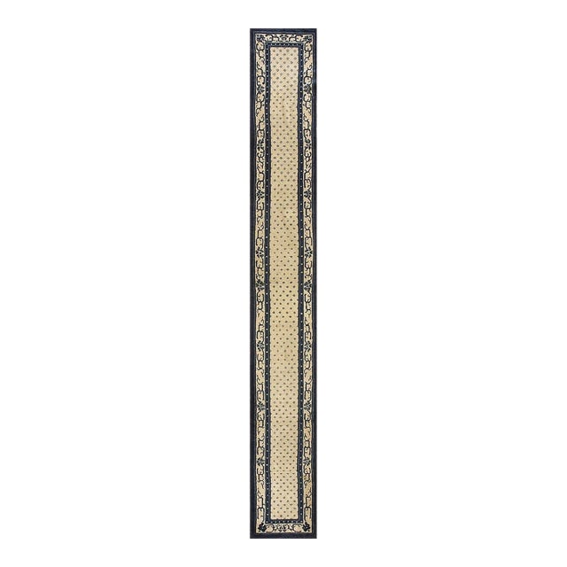 1920s Beige Diamond Antique Chinese Peking Hallway Runner Rug 1' 10'' X 14' 4'' For Sale