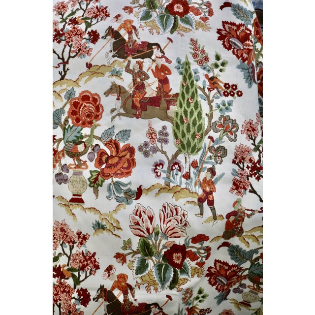 Persian Schumacher Linen Fabric 'Persian Lancers' in Document Color 5.75 Yards For Sale - Image 3 of 5
