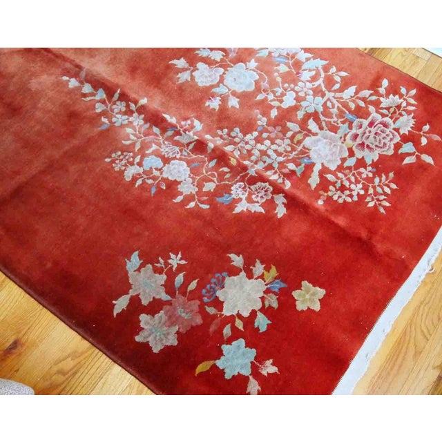 1920s Vintage Handmade Art Deco Chinese Rug For Sale - Image 4 of 10