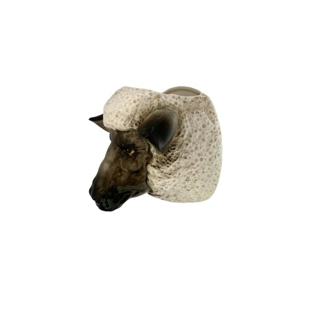 Farmhouse Late 20th Century Farmhouse White Ceramic Ram Head Wall Pocket Planter Vase, 6.6"h For Sale - Image 3 of 9