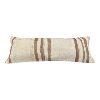 Turkish Hemp Pillow Cushion Natural Beige Brown Cushion Cover 14"x40" For Sale