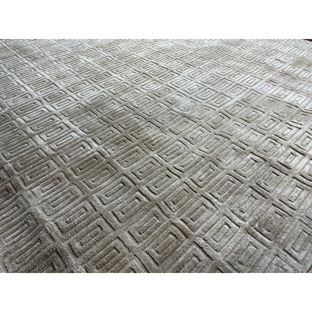 Restoration Hardware Rh Rajouri Silk & Wool Rug – 12' × 15' Wheat | Hand-Knotted Silk & Wool | Nepalese Artisan Construction For Sale - Image 4 of 18