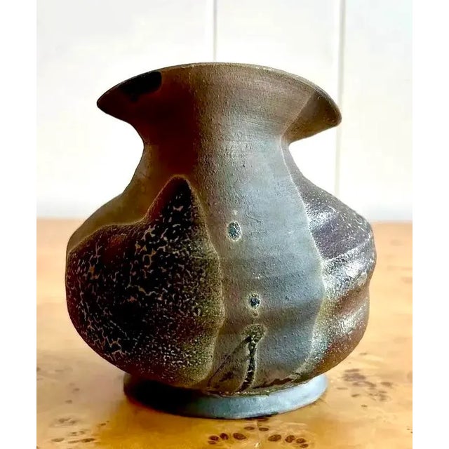 Abstract Vintage Boho Ceramic Vessel For Sale - Image 3 of 7