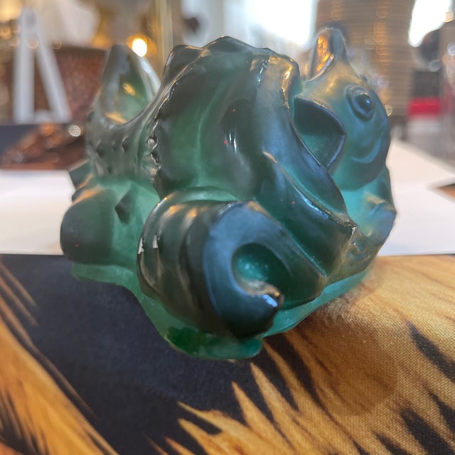 Green 1940s Art Deco Green Malachite Glass Figural Fish Bowl Czechoslovakia For Sale - Image 8 of 9