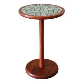 1960s Attributed Jane and Gordon Martz Teal Coin Tile Side Table For Sale