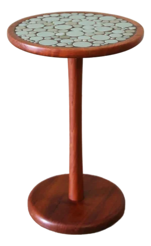 1960s Attributed Jane and Gordon Martz Teal Coin Tile Side Table