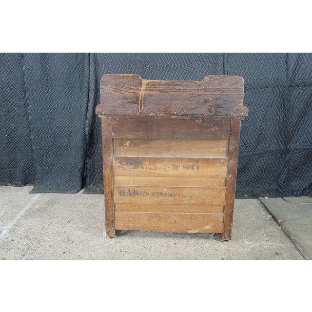 Antique American Victorian Oak Washstand Commode Chest Cabinet Backsplash For Sale - Image 18 of 18