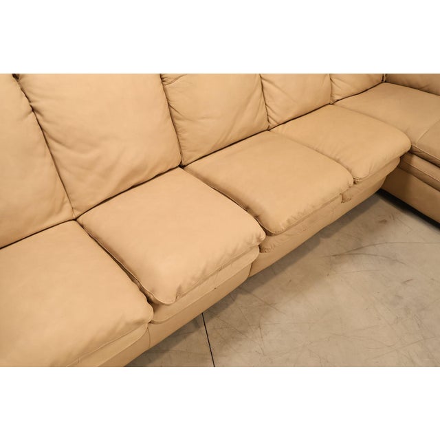 Italian Made Leather Sectional Sofa With Chaise For Sale In Philadelphia - Image 6 of 18