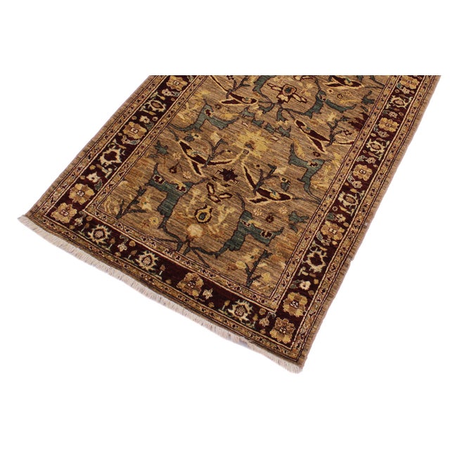 Ziegler Nikia Dark Tan/Dark Red Wool Runner Rug- 3'10'' X 13'1'' For Sale - Image 4 of 10