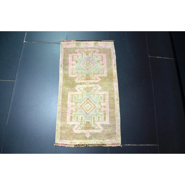 1960s Handmade wool and cotton rug in Turkish Anatolian Small Rug, Vintage Doormat Rug, Turkish Vintage Decorative Rug,...