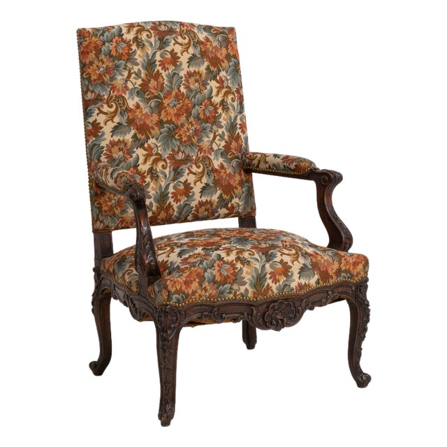 19th Century Louis XV Oak Armchair With Needle Point Upholstery For Sale