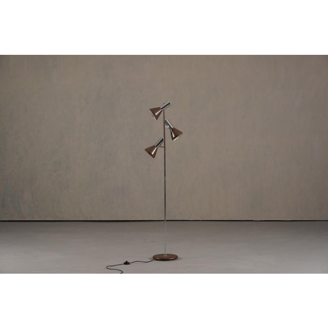 Metal Vintage Brown 3-Bulbs Floor Lamp, Germany, 1970s For Sale - Image 7 of 7
