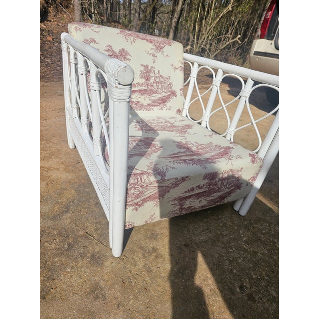 Early 21st Century White Wicker and Rattan Henry Link Style Club Chair For Sale - Image 5 of 10