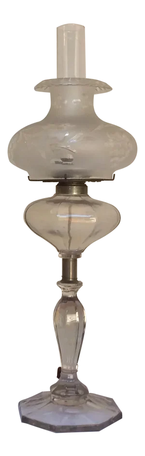Antique Glass Oil Lamp Conversion With Shade