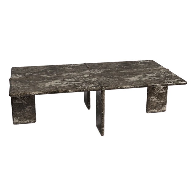 Luna Rectangular Emperador Dark Marble Coffee Table 55" For Sale