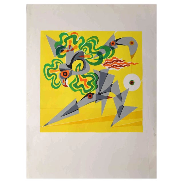 Leo Guida, Abstract Composition, Original Lithograph, 1970s For Sale