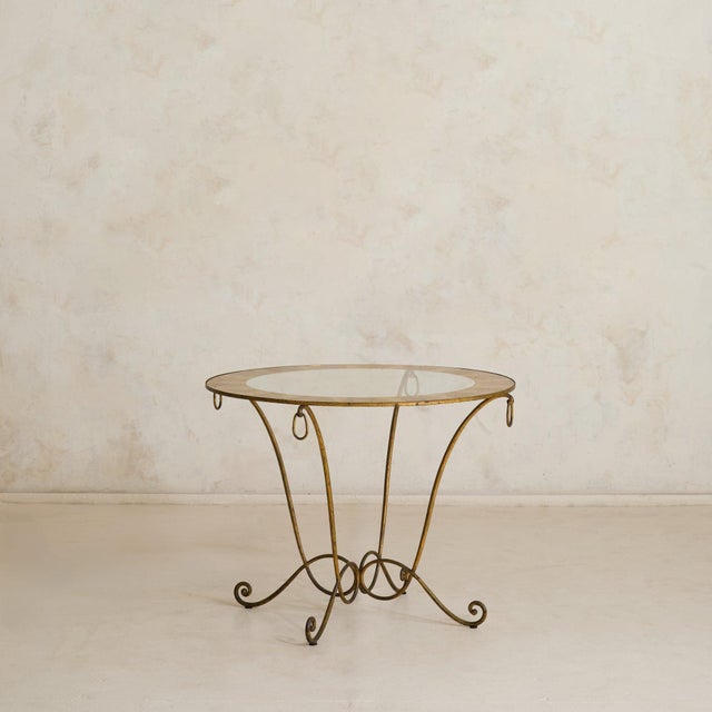 French Gilt Iron Cocktail Table with Églomisé Glass Top, 1940s For Sale - Image 4 of 11