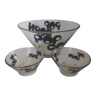 Retro Popcorn Bowl Serving Set For Sale