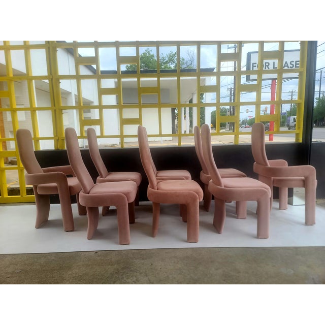 1980s Trend Line Post Modern Dining Chairs in Dusty Rose For Sale - Image 5 of 9