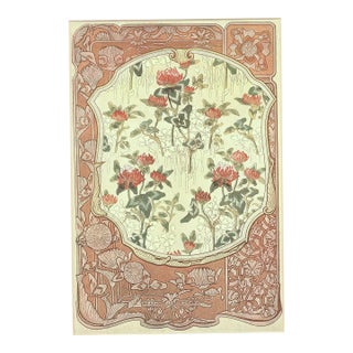 1900 French Art Nouveau Lithograph -Poppies, Matted For Sale