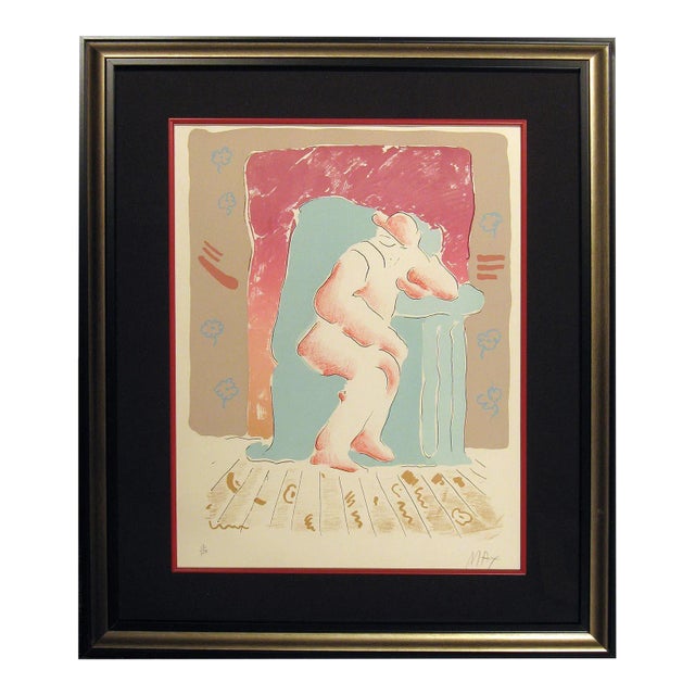 Peter Max "Man in Chair" Hand Signed Numbered Edition Serigraph Pop Art 1974 For Sale