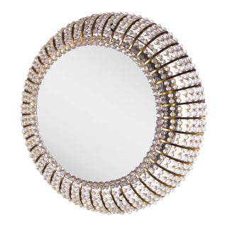 Illuminated Mirror in Glass & Brass in the style of Emil Stejnar and Rupert Nikoll, Austria, 1950s For Sale