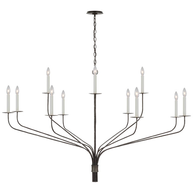 Traditional Ian K. Fowler for Visual Comfort Signature Belfair Grande Two-Tier Chandelier in Aged Iron For Sale - Image 3 of 3