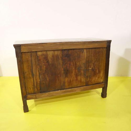 Brown Empire Walnut Chest of Drawers with Original Gilded Bronze Ornaments For Sale - Image 8 of 12