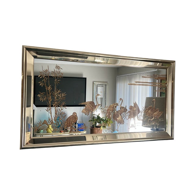 1970s Vintage 1980s Hollywood Regency Gold Crane Mirror - Sharon Concept Wall Art For Sale - Image 5 of 10