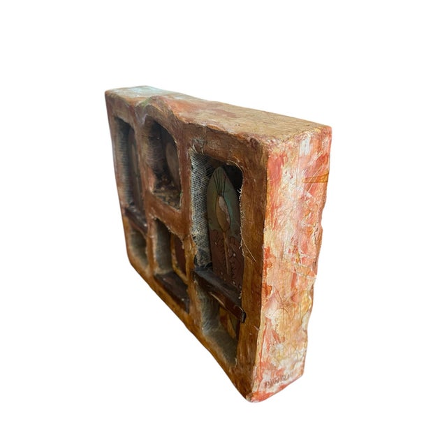 Studio Ceramic Mixed Media 9” Sculptural Object, Totemic Architectural Form, Signed Dantoni For Sale - Image 4 of 12