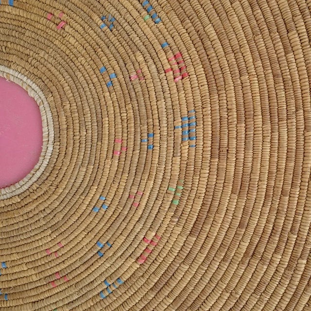 Nigerian Hassau woven natural fiber basket cover. Beautiful unique and original handmade piece with natural imperfections.