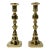 Antique English Brass Beehive Candlestick Holder Pair For Sale