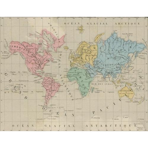 Antique Planisphere World Map, 1845 For Sale - Image 5 of 16