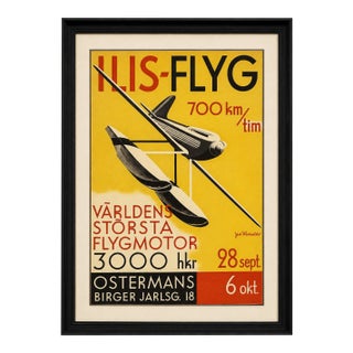 1950s Jerk Werkmäster - Swedish Ilis-Flyg Aviation Poster, Color Lithograph For Sale