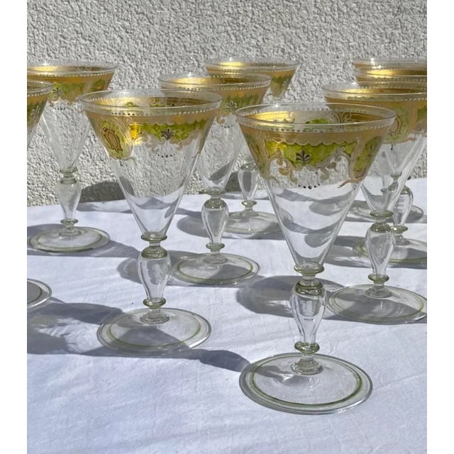 Murano Vintage Murano Attributed Glass Goblets- Set of 12 For Sale - Image 4 of 13