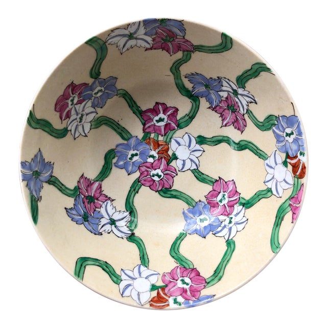 Chinese Floral Chintz Hand Painted Catchall Bowl For Sale
