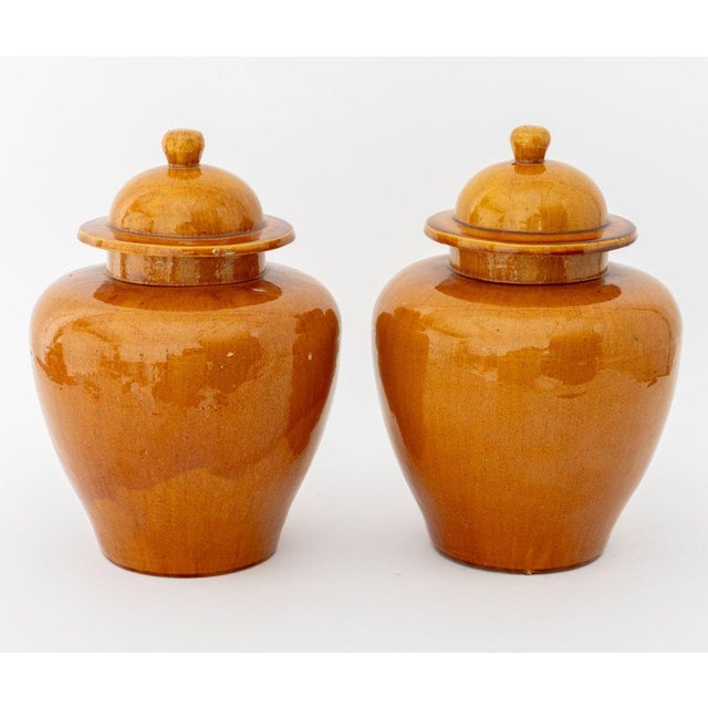 Chinese Style Glazed Stoneware Ginger Jars, Pair For Sale In New York - Image 6 of 7