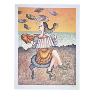 Enrico Benaglia, The Accordion Player, 1980s, Lithograph For Sale