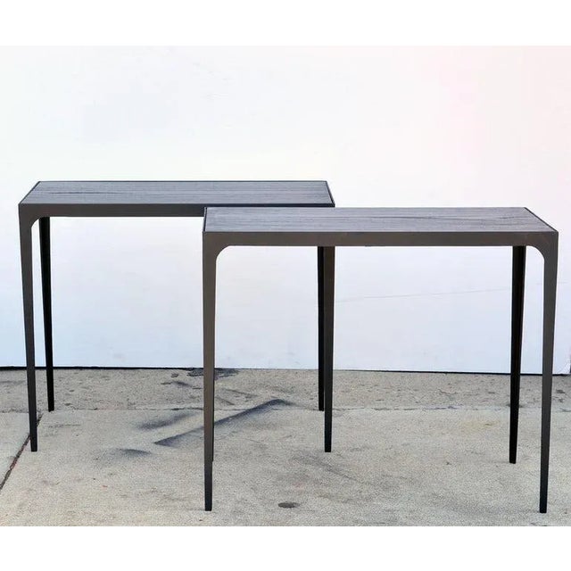 Modern Contemporary "Esquisse" Ebonized Grooved Oak Side Table For Sale - Image 3 of 6