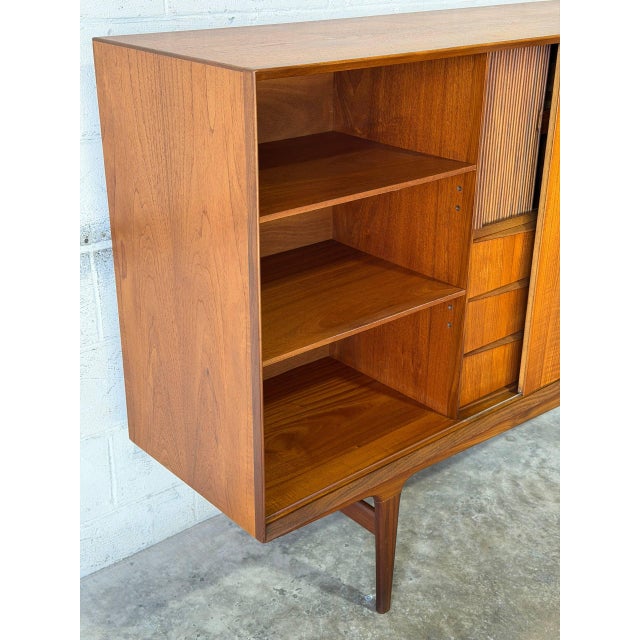 Teak Sideboard Credenza With Sliding Doors and Drawers Danish Mid-Century Modern 1960s For Sale - Image 10 of 12