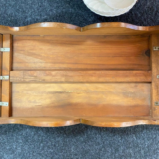Danish Style Folk Art Wood Bench Handcrafted For Sale - Image 11 of 14