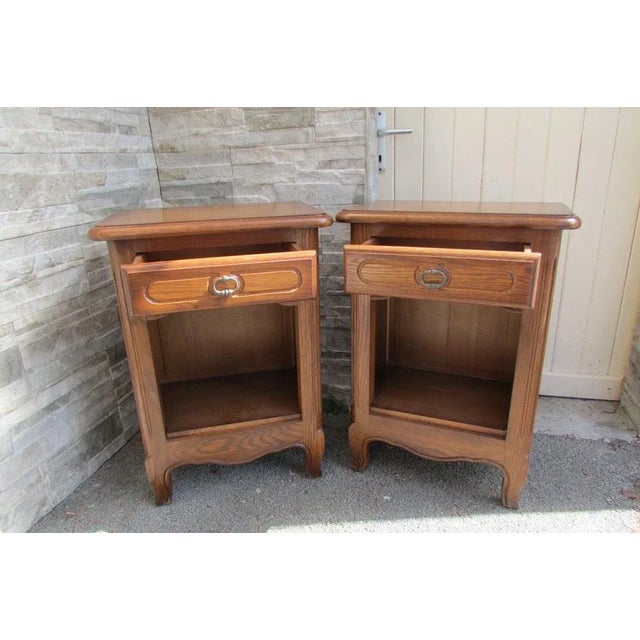 Rustic Oak Nightstands, 1980s, Set of 2 For Sale - Image 9 of 9