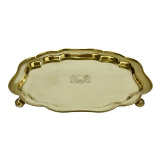Vintage Brass Lion Crested Ball Claw-Footed Server/Display Tray And/Or Catchall Dish For Sale