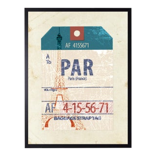 Paris Travel Ticket Print in Black Shadowbox - 13" x 17" For Sale